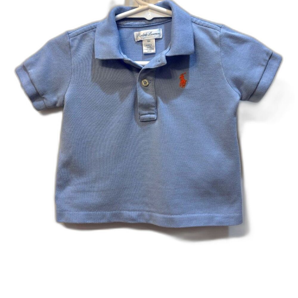 Ralph Lauren Baby Polo Shirt 6M Blue Pony Logo Cotton